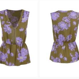 Cabi 4184 Celebrity Floral Green Blouse Fall 2021 Size Small